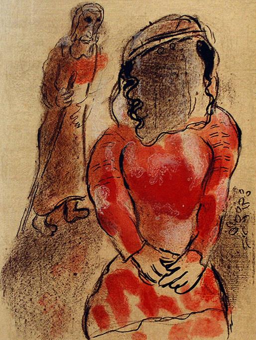 Tamar DaughterinLaw of Judah aus dem biblischen Zeitgenossen Marc Chagall Ölgemälde